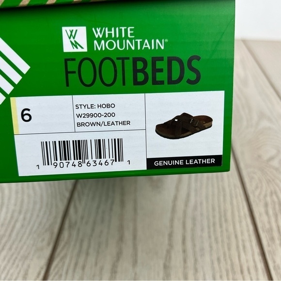 White Mountin Hobo Strappy Sandals 6 Brown Leather $60 Birkenstock Style - Picture 7 of 7